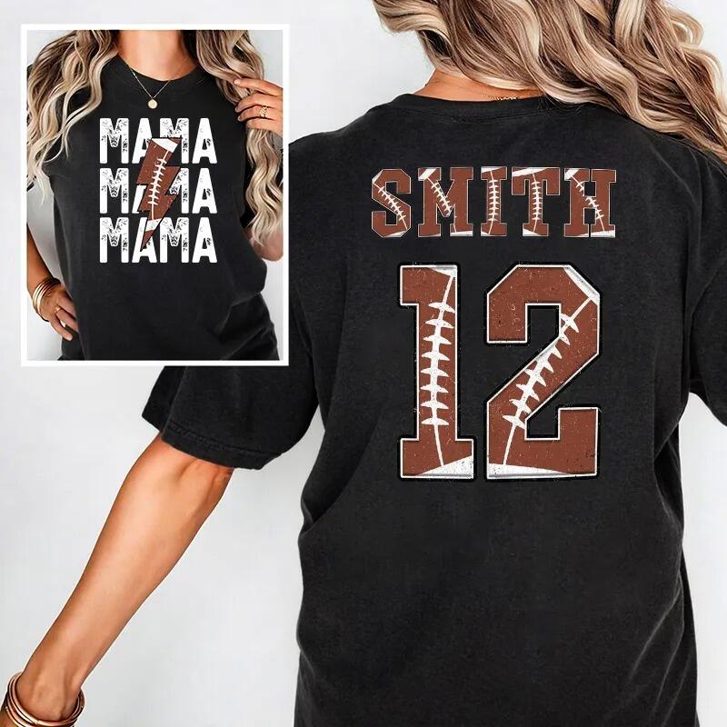 Camiseta lavada personalizada con diseño de fuente de elementos de fútbol personalizados, regalo atractivo para amantes del deporte.