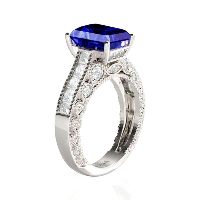 Jeulia Large Center Stone Emerald Cut Sterling Silver Ring