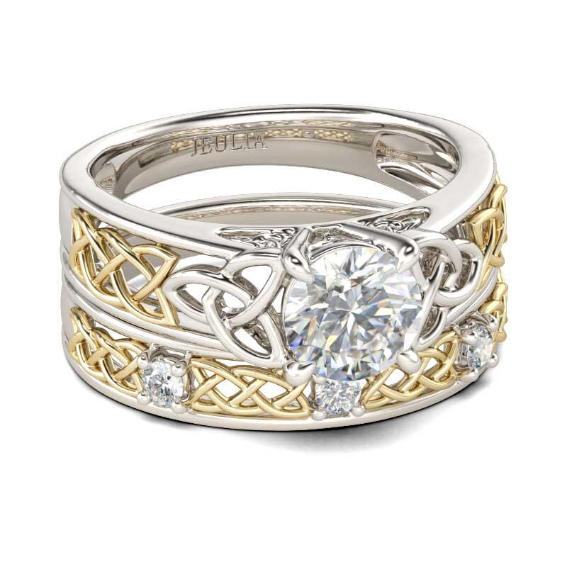 جوليا طقم خواتم عقدة قطع دائري الفضة الإسترليني