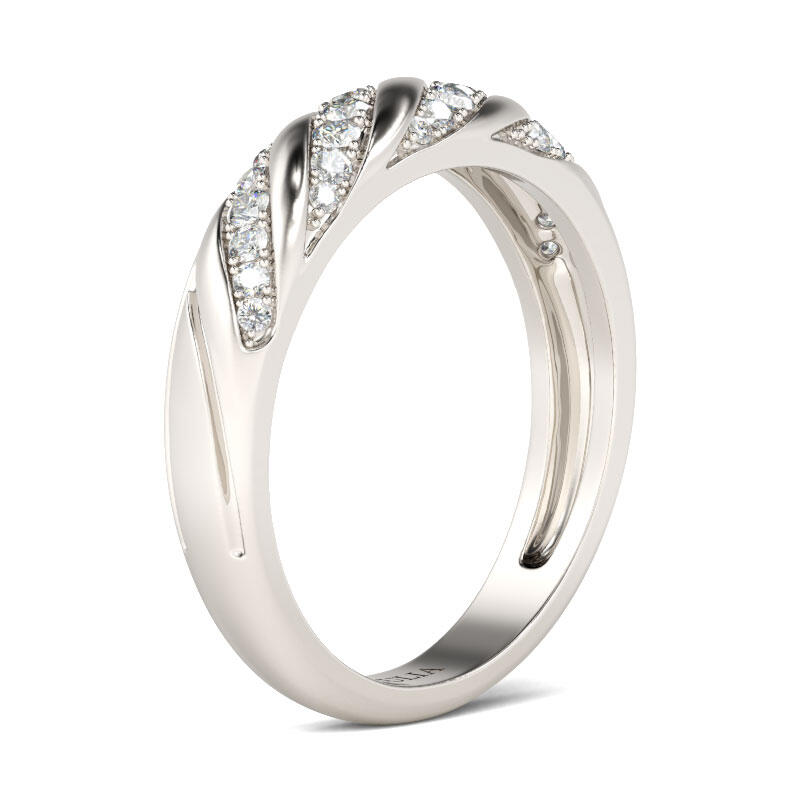 Jeulia Twist Round Cut Sterling Silver Women's Band