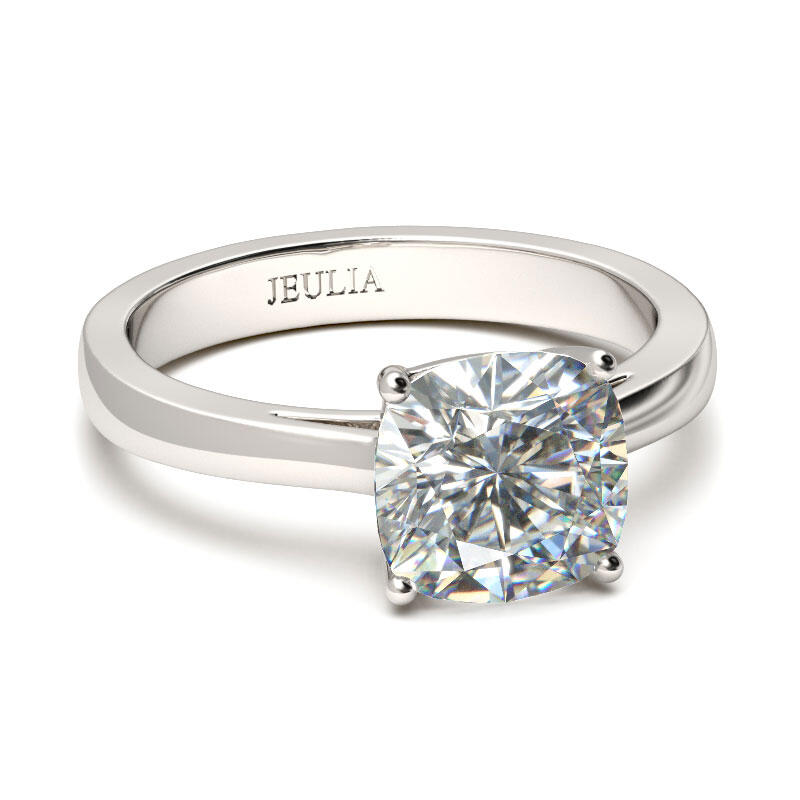 Jeulia Classic Solitaire Cushion Cut Sterling Silver Engagement Ring