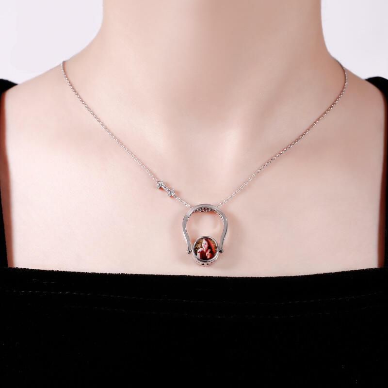 Jeulia "Blazing with Colour" Sterling Silver Personalized Photo Ring (With A Free Chain)