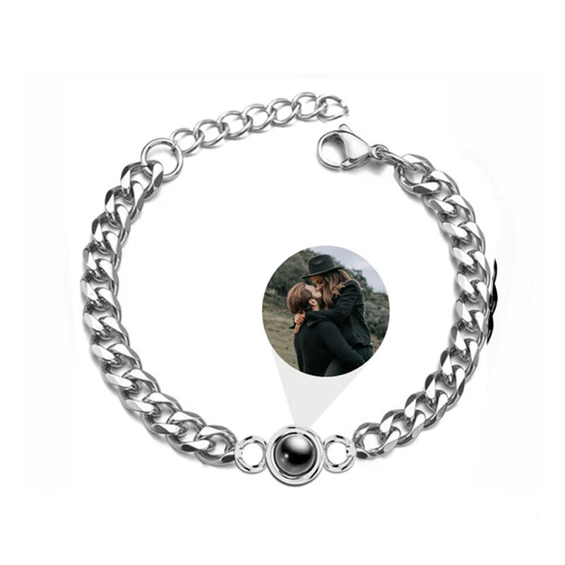 Bracelet de projection personnalisé avec photo pour hommes