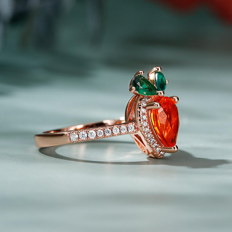 Jeulia Anillo de zanahoria con corte pera para mujer de plata de ley