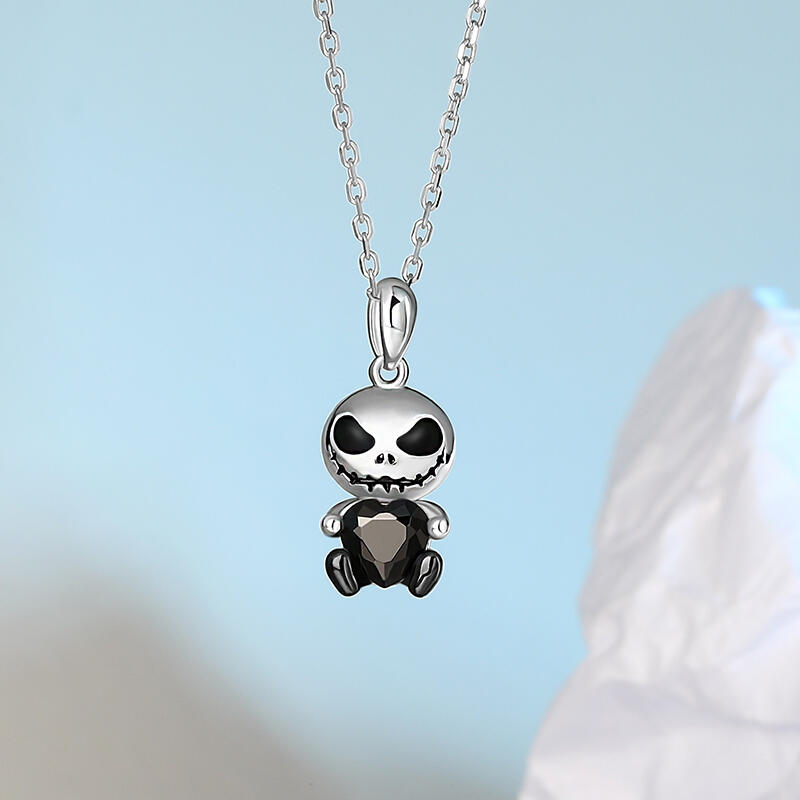 Jeulia Hug Me "Love Confession" Skull Heart Cut Sterling Silver Necklace
