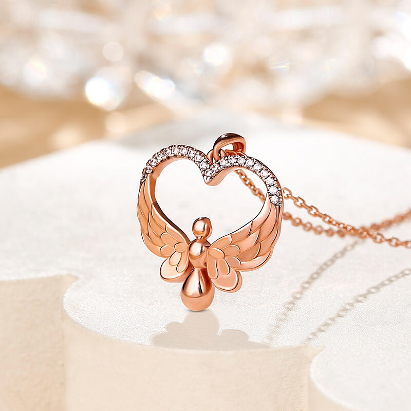 Jeulia Flying Angel Heart Pendant Sterling Silver Necklace