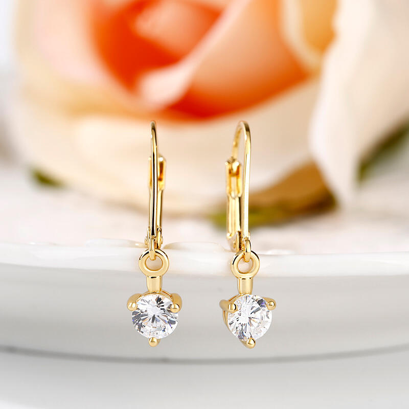 Jeulia Simple Round Cut Sterling Silver Drop Earrings