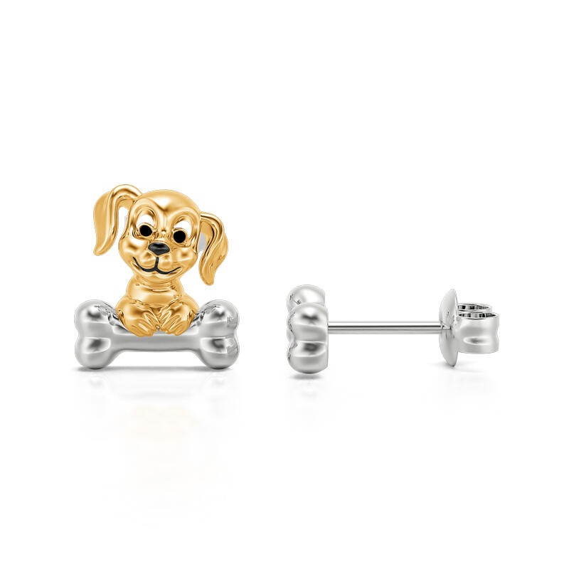 Jeulia "Dog＆Bone" Sterling Silver Mismatched Earrings