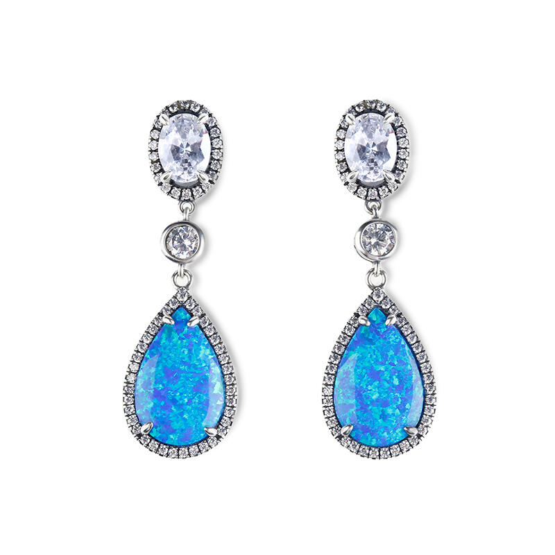 Jeulia Waterdrop Opal Sterling Silver Jewelry Set