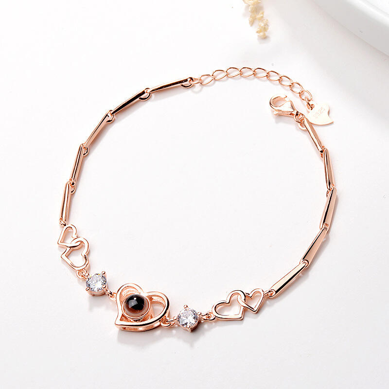 Jeulia 100 Languages I Love You Sterling Silver Bracelet