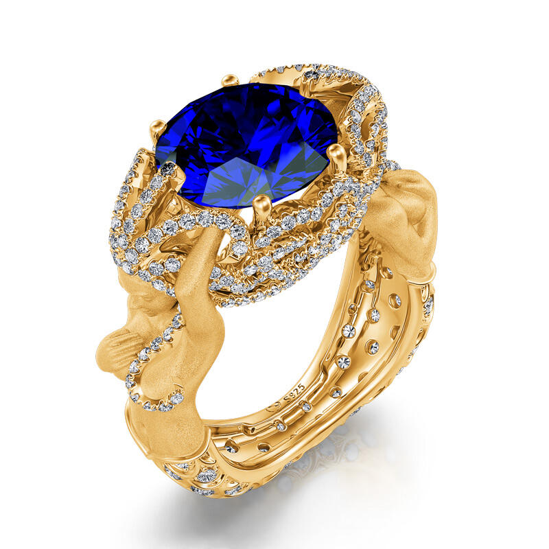 Jeulia "The Ocean's Fairy" Round Cut Sterling Silver Mermaid Ring