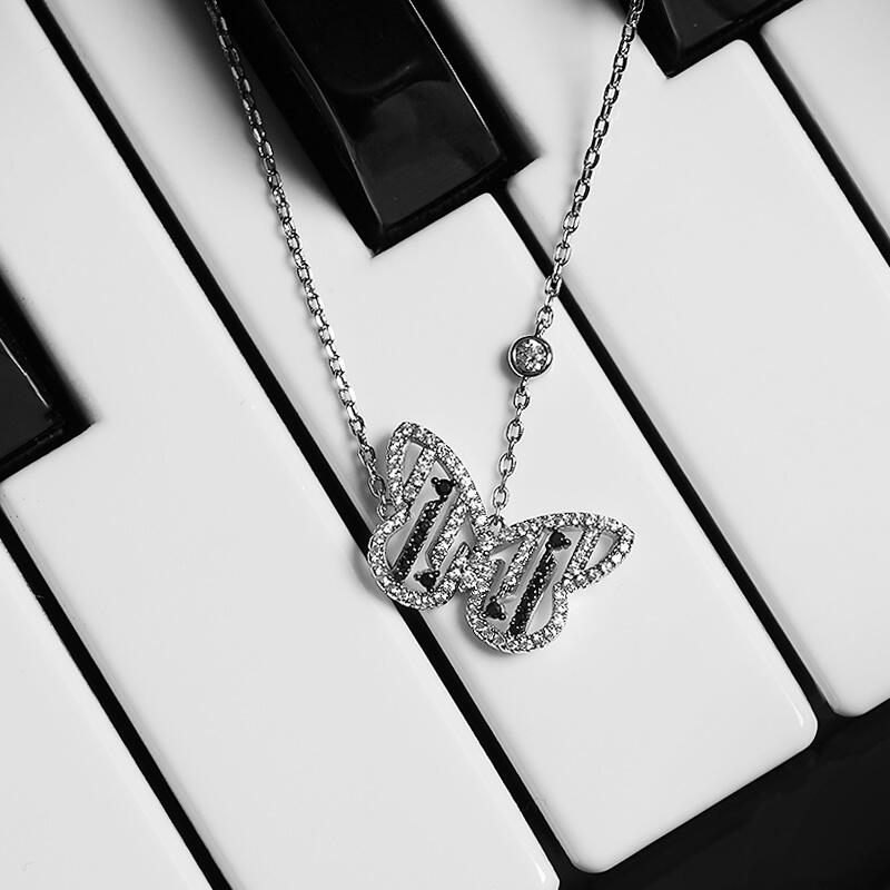 Jeulia "Be Free" Butterfly Sterling Silver Necklace