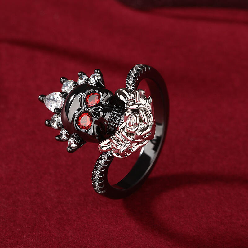 Jeulia "My Queen" Skull&Rose Sterling Silver Ring