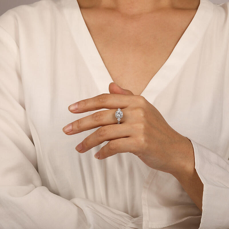 "New Beginning" Round Cut Halo Engagement Ring