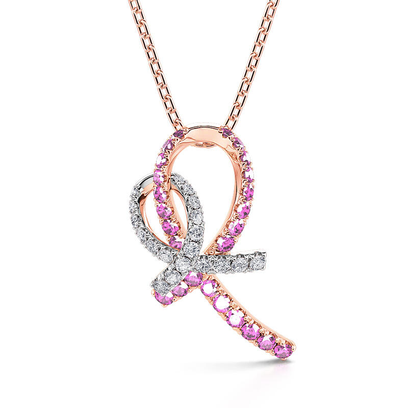 Jeulia "Love & Support" Interlock Ribbons Sterling Silver Necklace