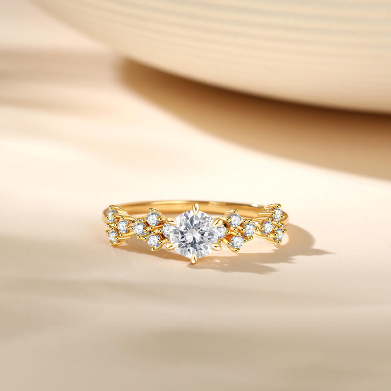 Jeulia Simple Engagement Ring Cluster Gold Sterling Silver