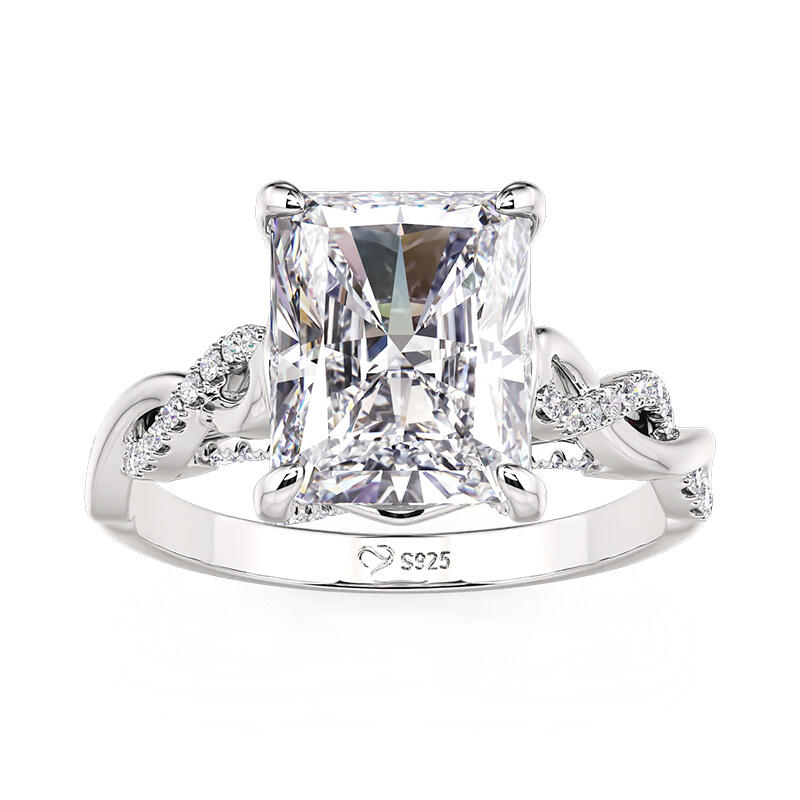 Jeulia Classic Twist Engagement Ring Crushed Ice Cut Sterling Silver