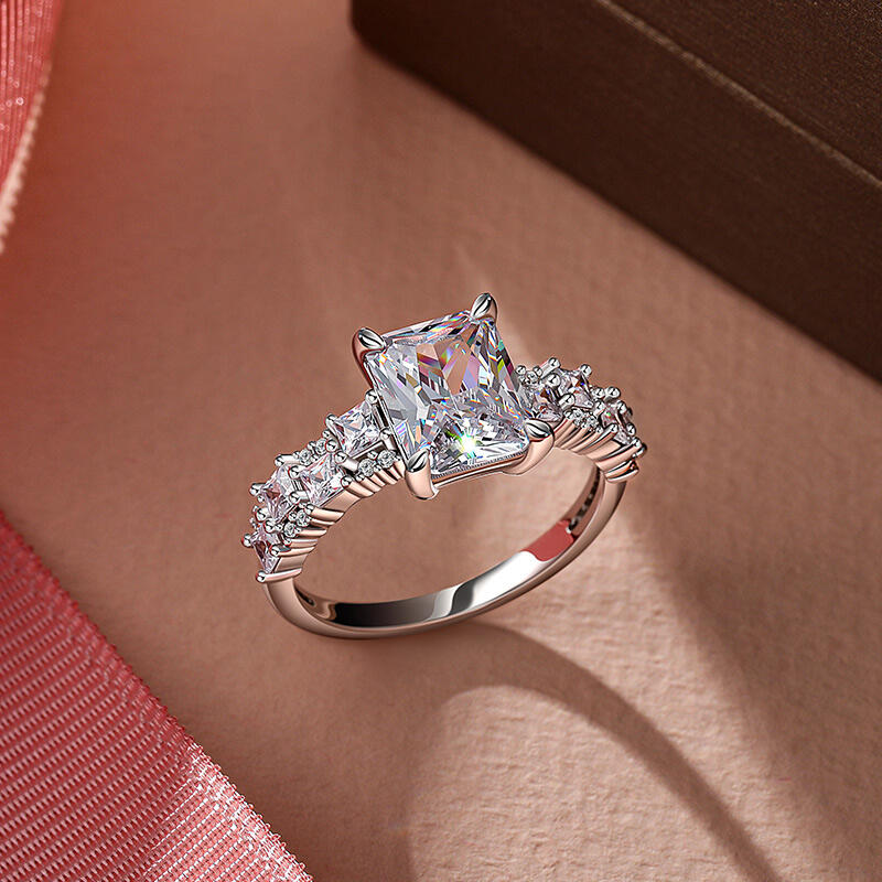 Jeulia Square Aesthetic Geometric Staggered Ring