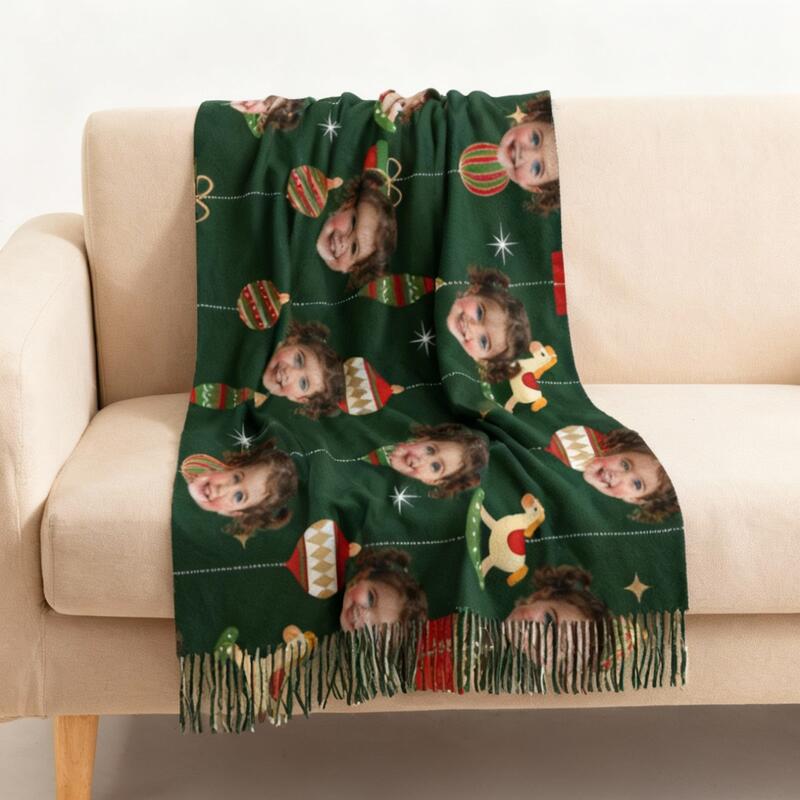 Personalized Scarf Add Face Photo Cartoon Christmas Cute Children's Scarf for Children
