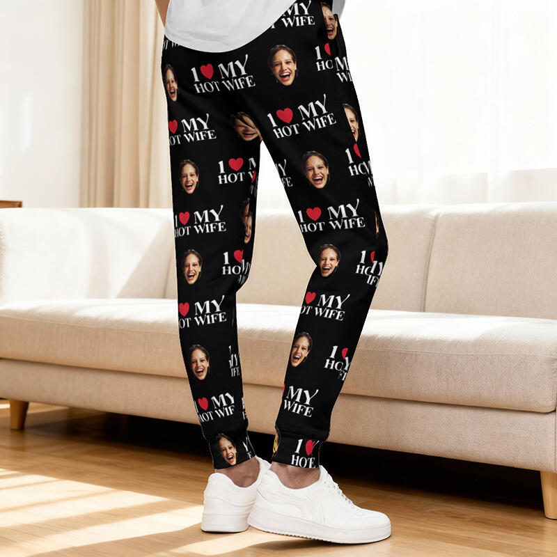 Personalisierte Unisex-Jogginghose mit individuellem Kopf-Foto das perfekte Geschenk für Paare