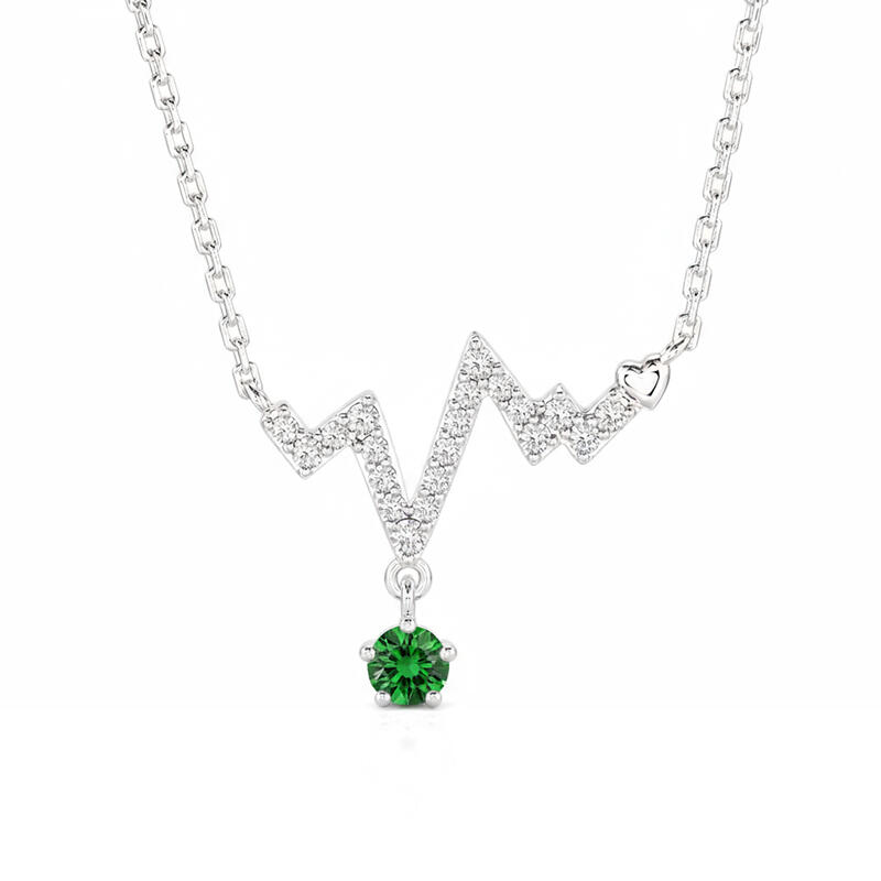 Jeulia Custom Simple Heartbeat Necklace with Birthstone