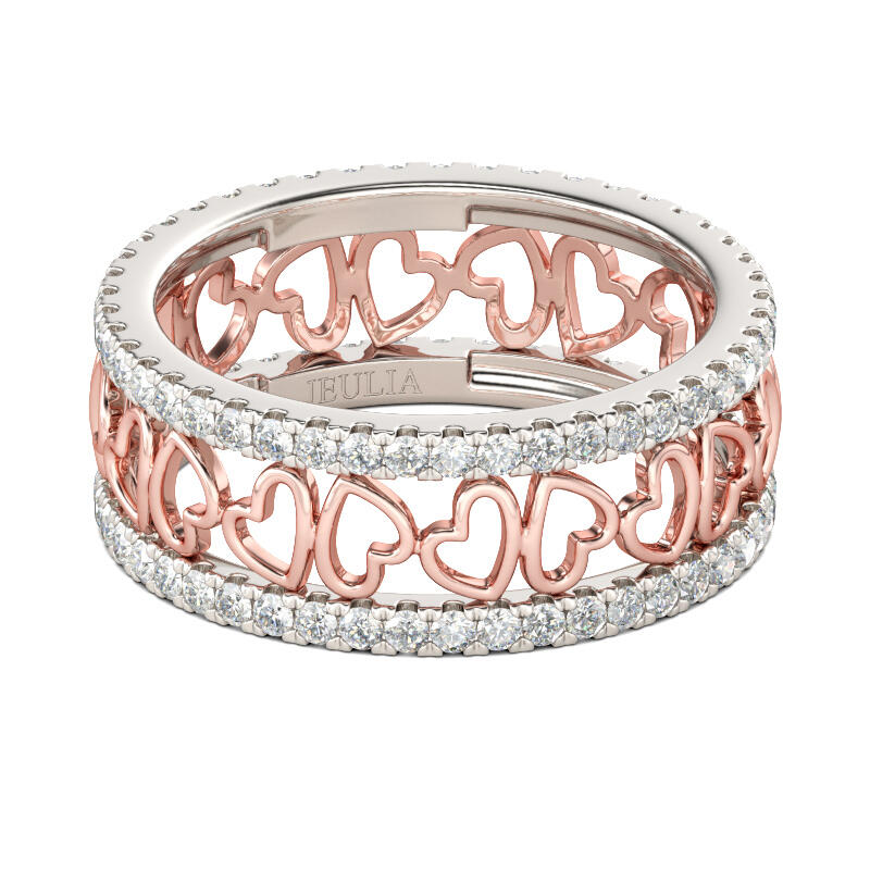 Jeulia Anillo Con Dos Tonos De Talla Cordiforme En Plata De Ley