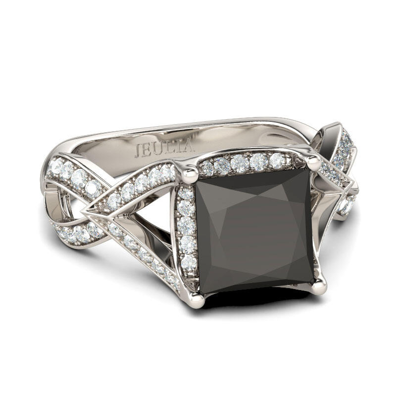 Jeulia Twist Princess Cut Sterling Silver Ring