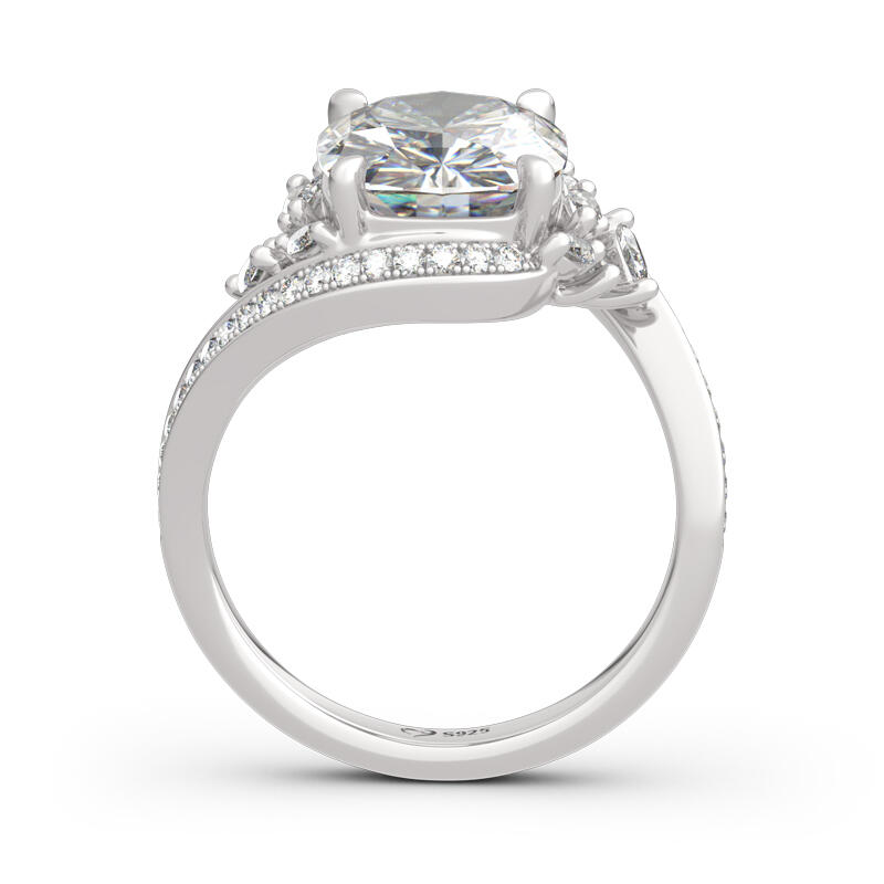 Jeulia Leaf Design Cushion Cut Sterling Silver Ring