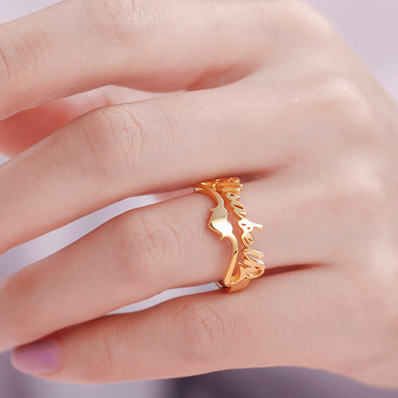 Jeulia "Keep Love in Your Heart" Personalized Sterling Silver Name Ring