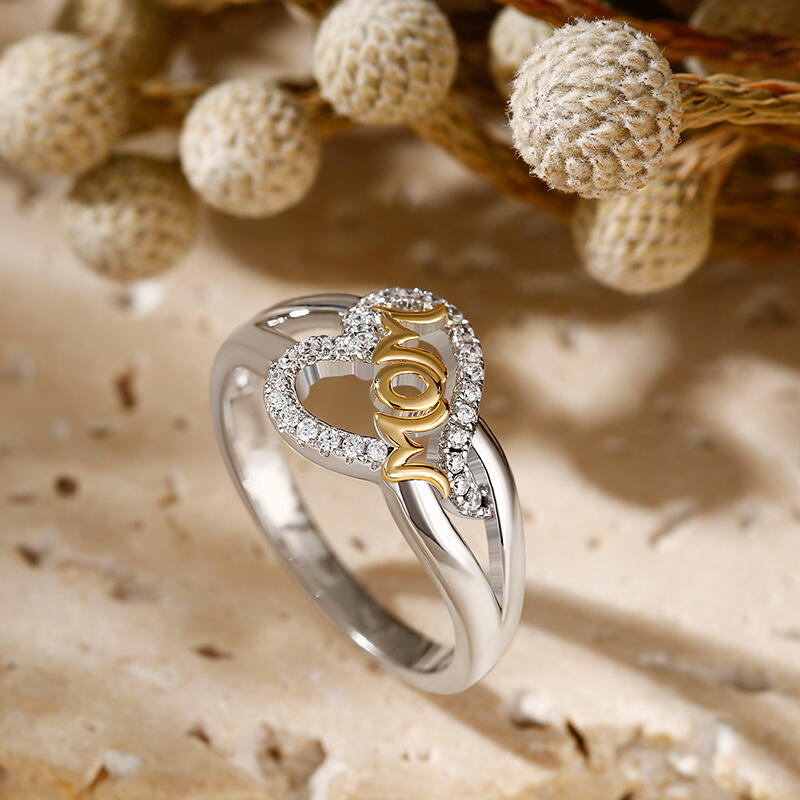 Jeulia "Her Love is All Around" Mamma Hjärta Sterling Silver Ring