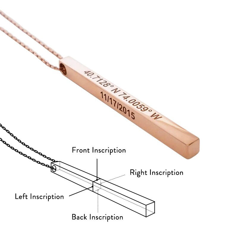 Jeulia Personalized Vertical Bar Sterling Silver Necklace