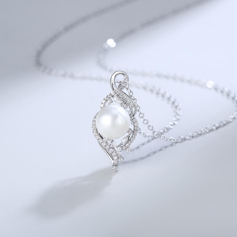 Jeulia "Wonderful Fate" Pearl Personalized Sterling Silver Necklace