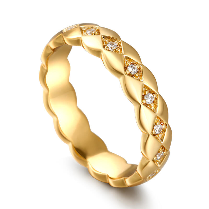 Jeulia Anillo dorado para mujer con diseño geométrico de plata de ley