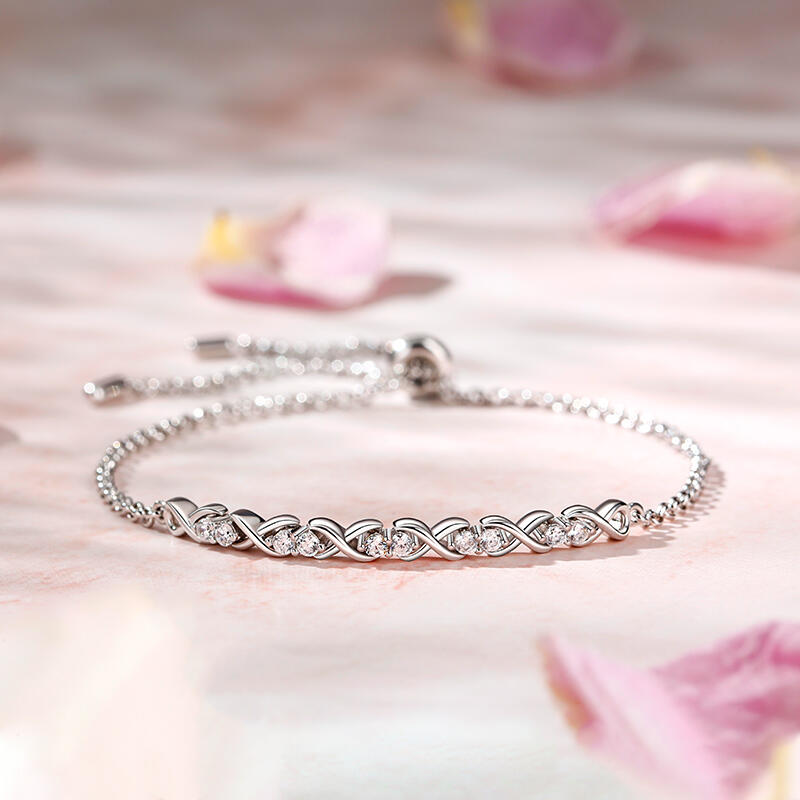 Jeulia 10K/14K/18K Gold Platinum Infinity Round Cut Bracelet