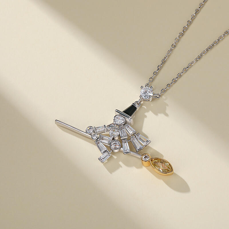 Jeulia Collar Halloween Diseño de Bruja de Plata de Ley