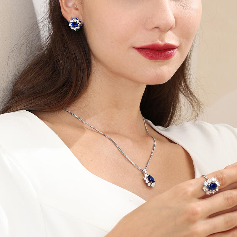 Jeulia Halo Round Cut Sterling Silver Stud Earrings
