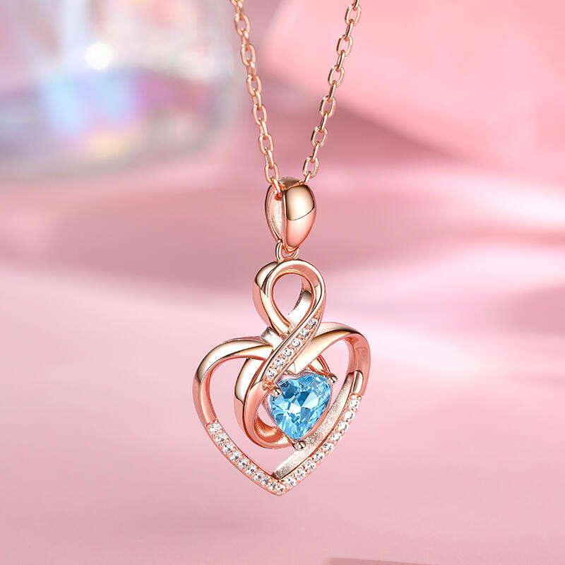Jeulia Infinity Hjärtslipad Sterling Silver Personlig Halsband