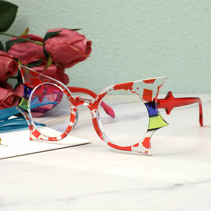 Halloween Tess Geometric Red Glasses