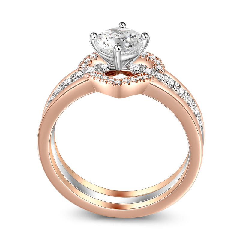 Jeulia Simple Two Tone Three Ring Set Round Cut Sterling Silver