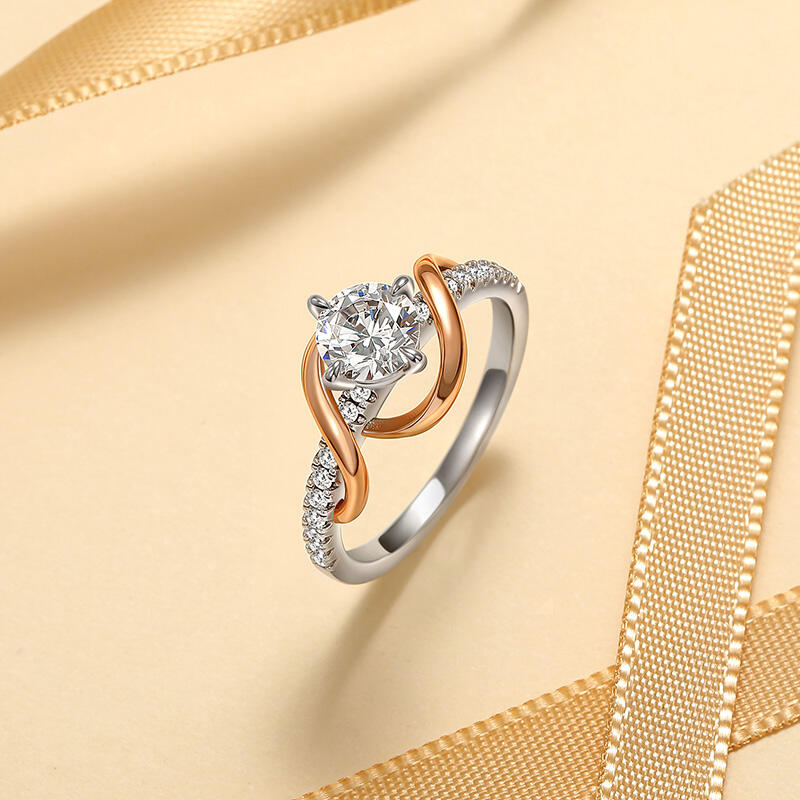 Jeulia Amore Bague de Fiançailles Personnalisée Deux Tons