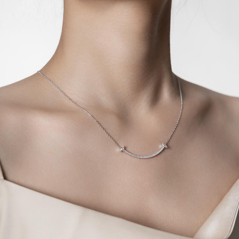 Jeulia "Shining Smile" Sterling Silver Necklace