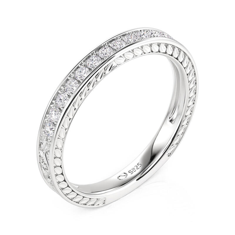 Jeulia Vintage Flower Engraved Eternity Ring for Women