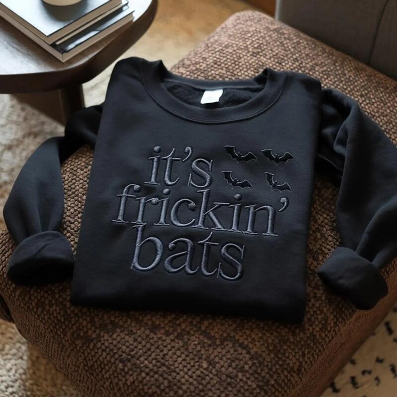 Personalized Sweatshirt Embroidered It's Frickin' Bats Funny Design Halloween Gift for Friends