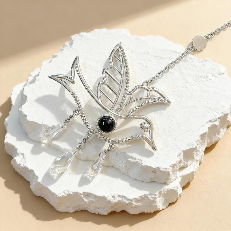 Ornamento personalizzato con immagine proiettata e uccellino Regalo di Natale per la famiglia