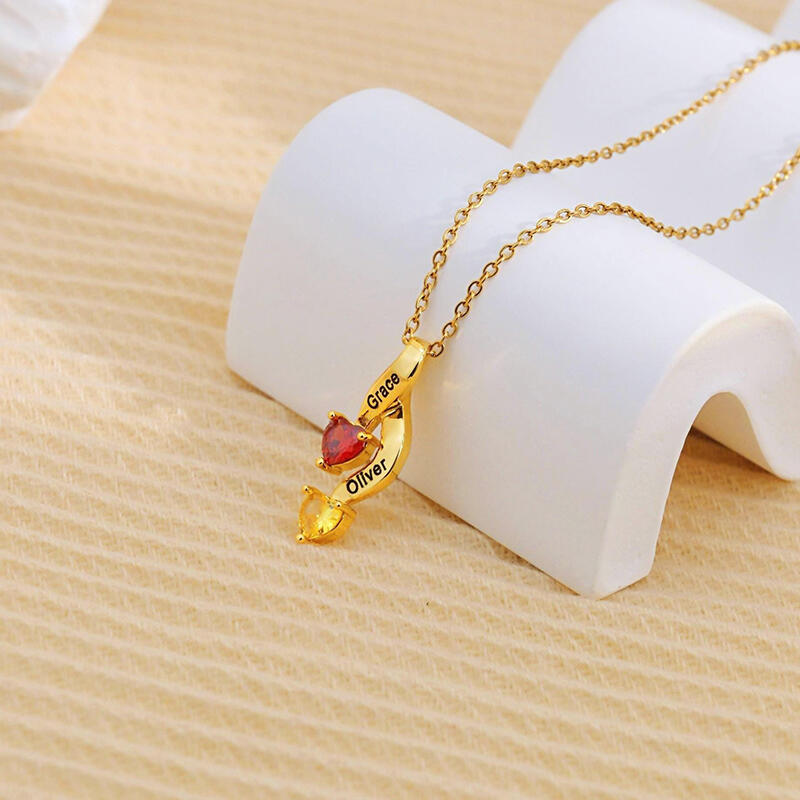 Collier personnalisé avec pierre de naissance et nom personnalisable un cadeau adorable pour les couples