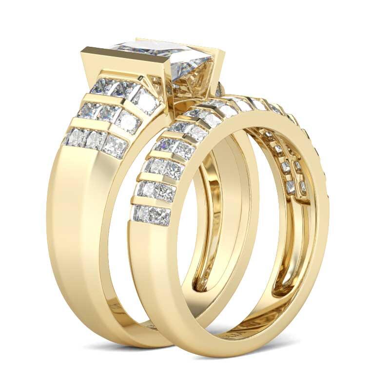 Jeulia Thick Radiant Cut Sterling Silver Ring Set