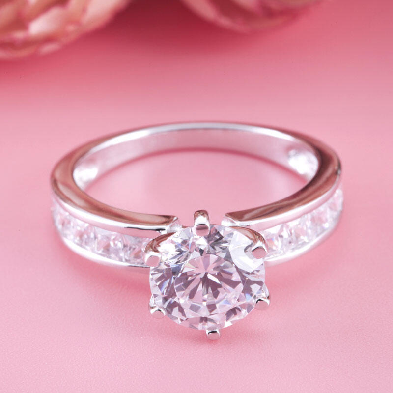 Jeulia Invisible Setting Round Cut Sterling Silver Ring