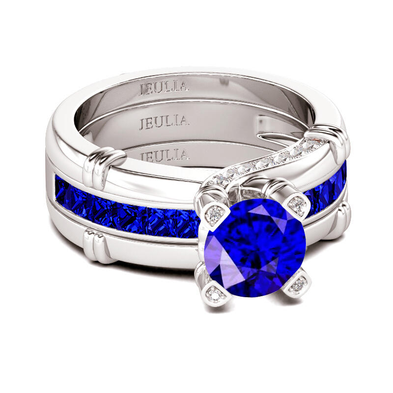 Jeulia Knot Round Cut Sterling Silver Interchangeable Ring Set