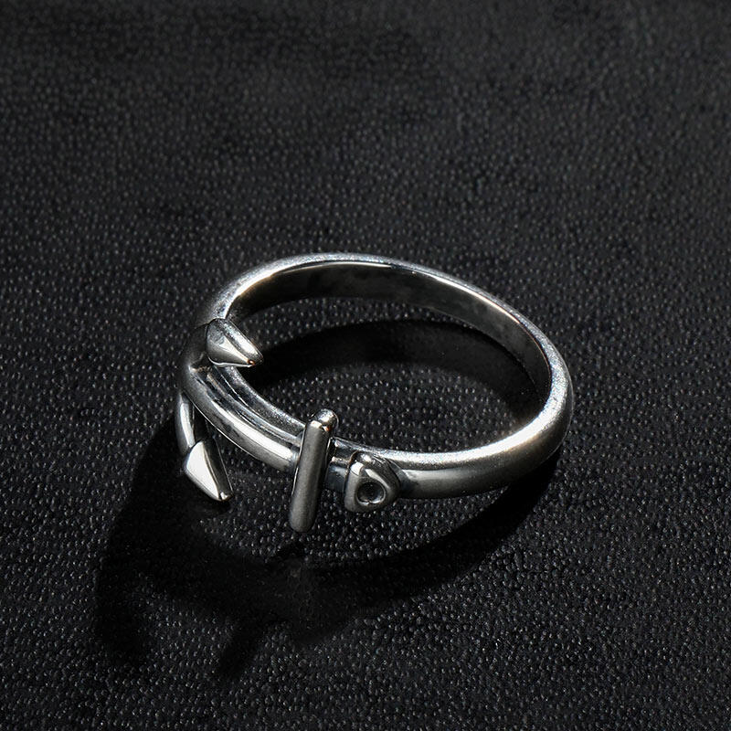 Jeulia "Sideways Anchor" Sterling Silver Ring