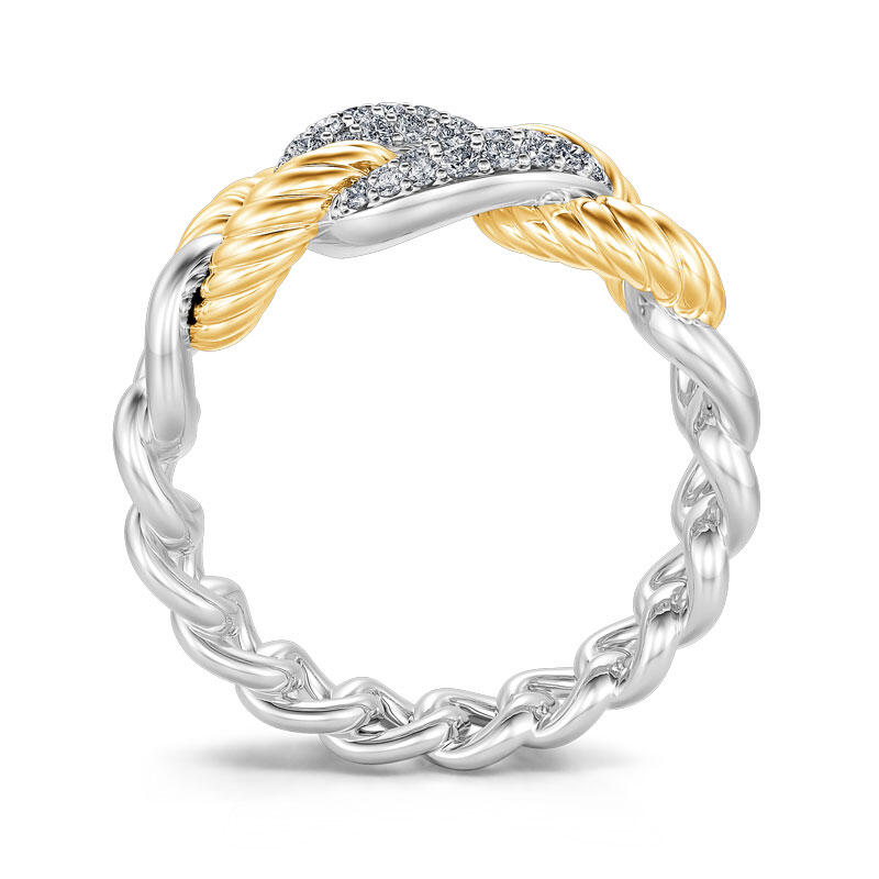 Jeulia "Schließe Dein Herz" Zweifarbige Chain Link Sterling Silber Ring